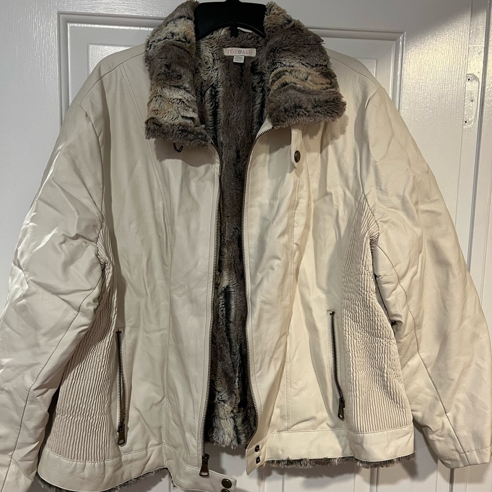 White leather coat